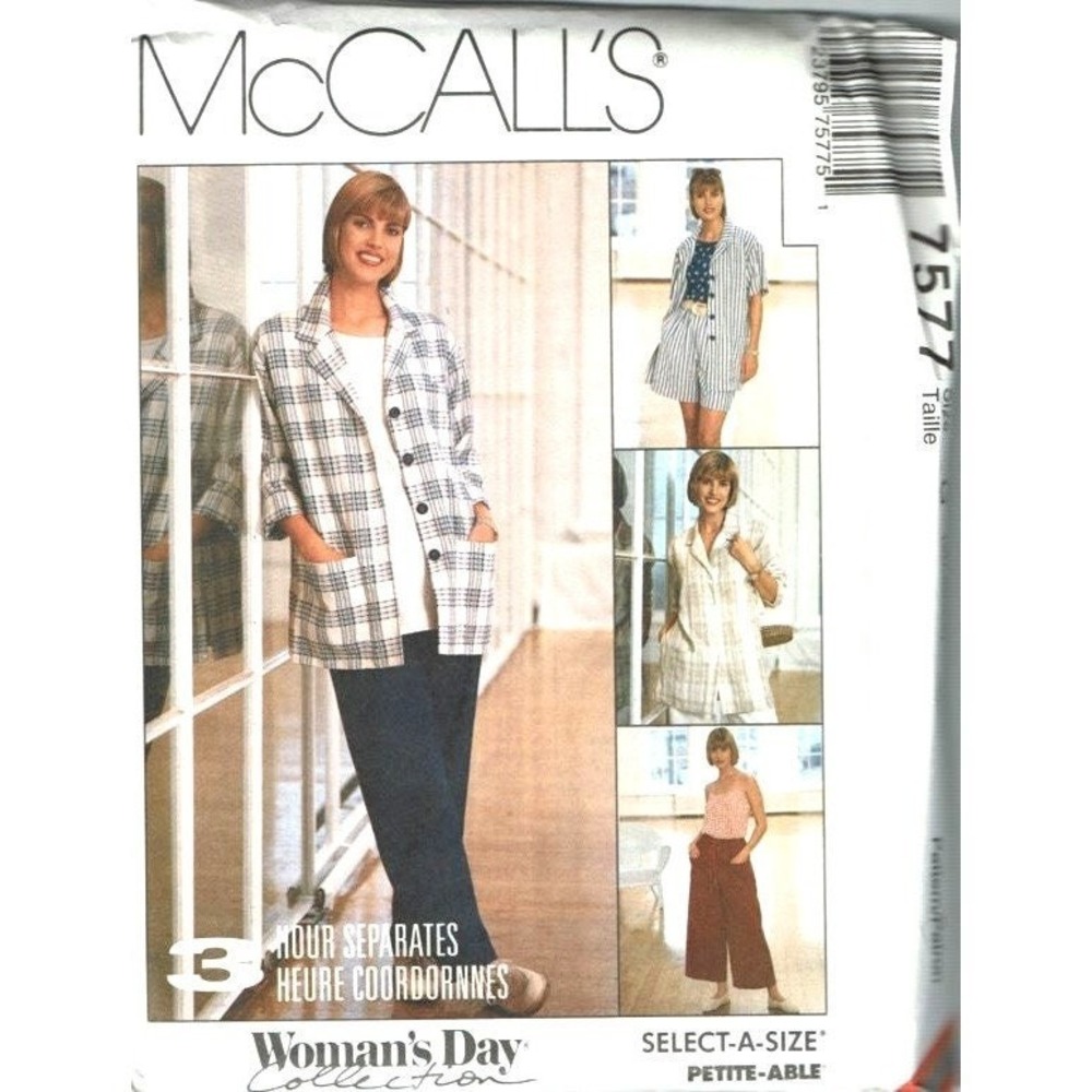 McCalls Sewing Pattern 7577 Jacket Pants Culotte Shorts Womens Size 20-24